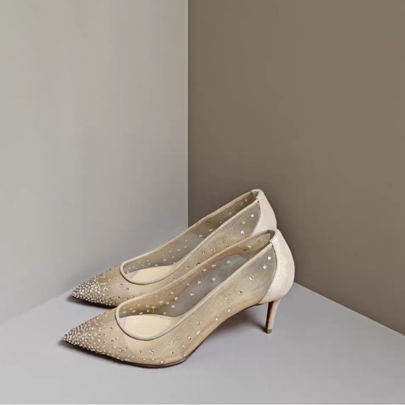 Christian Louboutin Shoes - 🚩steal authentic Christian Louboutin Beige Studded Heels